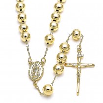 Gold Filled Large Rosary Guadalupe and Crucifix Design Polished Finish Golden Tone