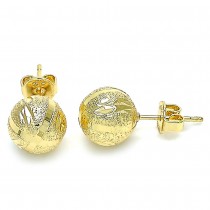 Gold Filled Stud Earrings Diamond Cutting Finish Golden Tone