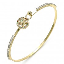 Gold Filled Individual Bangle Butterfly Design With Multicolor Micro Pave and White Crystal Polished Finish Golden Tone