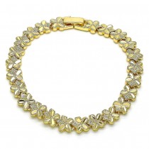 Gold Filled Fancy Bracelet Flower Design Diamond Cutting Finish Golden Tone