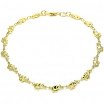 Gold Filled Fancy Bracelet Elephant Design Polished Finish Golden Tone