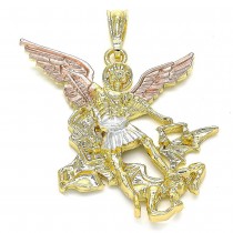 Gold Filled Medium Religious Pendant Angel Design Polished Finish Tri Tone