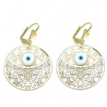 Gold Filled Dangle Earring Butterfly and Greek Eye Design Polished Finish Golden Tone