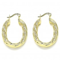 Gold Filled Small Hoop Twist and Hollow Design Polished Finish Golden Tone