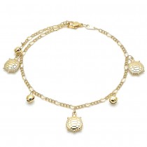 Gold Filled Charm Turtle and Rattle Charm Design Polished Finish Golden Tone