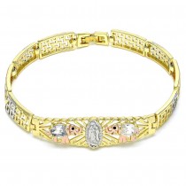 Gold Filled Fancy Bracelet Guadalupe and Elephant Design Polished Finish Tri Tone