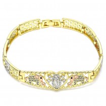 Gold Filled Fancy Bracelet Guadalupe and Elephant Design Polished Finish Tri Tone