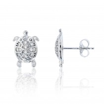 925 Sterling Silver Micropave Turtle Stud Earring
