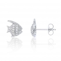 925 Sterling Silver Micropave Fish Stud Earring