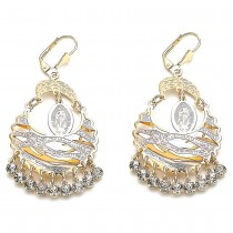 Gold Filled Long Earring With Clear Crystal Golden Tone