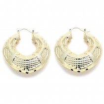 Gold Filled 50mm Large Hoop Earrings Hollow Design Brushed Finish Golden Tone