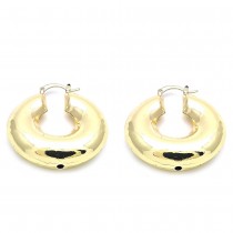 Gold Filled 40mm Medium Hoop Earrings Hollow Design Polished Finish Golden Tone