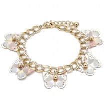Gold Filled Charm Bracelet Butterfly Design Polished Finish Tri Tone