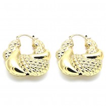 Gold Filled 40mm Medium Hoop Earrings Hollow Design Polished Finish Golden Tone