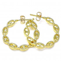 Gold Filled Stud Earring Paperclip Design Polished Finish Golden Tone