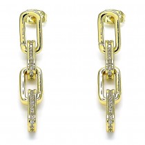 Gold Filled Long Earring With White Micro Pave Polished Finish Golden Tone