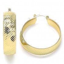 Gold Filled 35mm Medium Hoop Earrings Diamond Cutting Finish Golden Tone