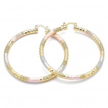 Gold Filled 60mm Large Hoop Earrings Diamond Cutting Finish Tri Tone