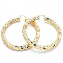 Gold Filled Extra Large Hoop 74mm Twist and Hollow Design Polished Golden Finish