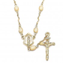 Gold Filled Thin Rosary Guadalupe and Crucifix Design Polished Finish Golden Tone