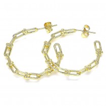 Gold Filled Stud Earring Paperclip Design Polished Finish Golden Tone