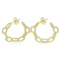 Gold Filled Stud Earring Paperclip Design Polished Finish Golden Tone