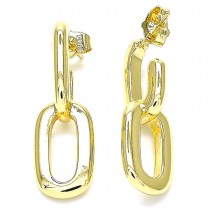 Gold Filled Stud Earring Paperclip Design Polished Finish Golden Tone