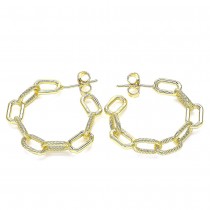 Gold Filled Stud Earring Paperclip Design Polished Finish Golden Tone