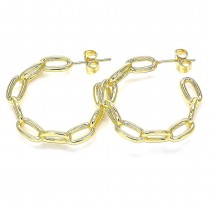 Gold Stud Earring Paperclip Design Polished Finish Golden Tone