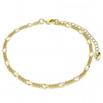 Gold Filled Basic Anklet Figaro Concave Design Polished Finish Golden Tone