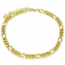 Gold Filled Basic Anklet Figaro Concave Design Polished Finish Golden Tone