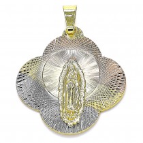Gold Filled Religious Pendant Guadalupe Design Diamond Cutting Finish Tri Tone