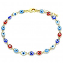 Gold Filled Fancy Bracelet Greek Eye Design Multicolor Resin Finish Golden Tone