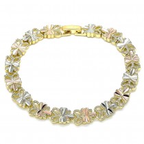 Gold Finish Fancy Bracelet Dragon-Fly Design Diamond Cutting Finish Tri Tone