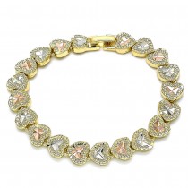 Gold Filled Fancy Bracelet Heart Design Diamond Cutting Finish Tri Tone