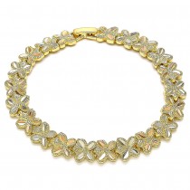 Gold Finish Fancy Bracelet Butterfly Design Diamond Cutting Finish Tri Tone