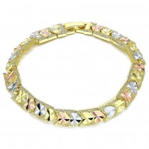 Gold Filled Fancy Bracelet Heart Design Diamond Cutting Finish Tri Tone