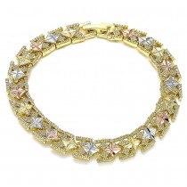 Gold Filled Fancy Bracelet Diamond Cutting Finish Tri Tone