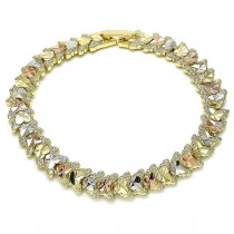 Gold Filled Fancy Bracelet Heart Design Diamond Cutting Finish Tri Tone