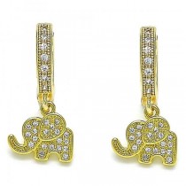 Gold Filled Huggie Hoop Earrings Elephant Design Polished Finish Golden Tone