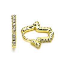 Gold Filled Huggie Hoop Hand of God Design With White Micro Pave Polished Finish Golden Tone