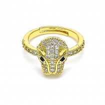 Gold Filled Multi Stone Ring With Black Cubic Zirconia and White Micro Pave Polished Finish Golden Tone