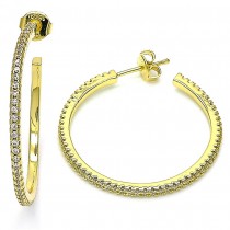 Gold Filled Hoop Earrings With White Cubic Zirconia Polished Finish Golden Tone