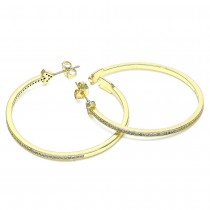 Gold Filled Hoop Earrings With White Micro Pave Polished Finish Golden Tone