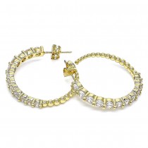 Gold Filled Hoop Earrings With White Cubic Zirconia Polished Finish Golden Tone