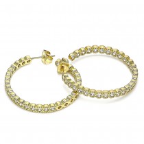 Gold Filled Hoop Earrings With White Cubic Zirconia Polished Finish Golden Tone