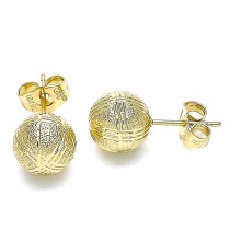 Gold Filled Stud Earrings Matte Finish Golden Tone