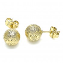 Gold Filled Stud Earrings Matte Finish Golden Tone