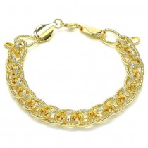 Gold Filled Basic Link Bracelet Polished Finish Golden Tone