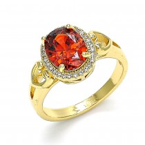 Gold Filled Multi Stone Ring Heart Design With Garnet and White Cubic Zirconia Polished Finish Golden Tone